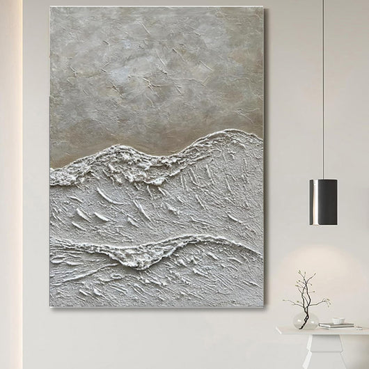 Cuadro de Arte Texturizado en Arena Blanca - Pintura Acrílica Hecha a Mano para Decoración del Hogar - Image 4