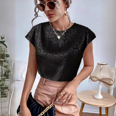Blusa Satinada Suelta de Manga Corta para Mujer - Image 4