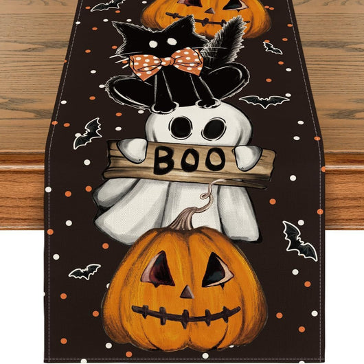 Camino de Mesa de Lino con Diseños de Halloween - Image 2
