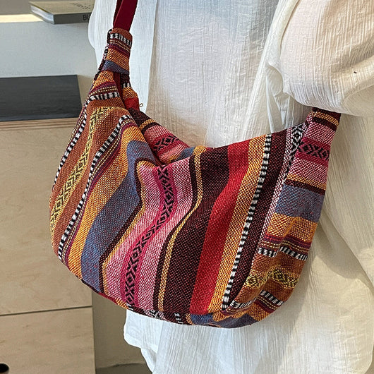 Bolso Bandolera Étnico Dumpling de Gran Capacidad - Estilo Moderno para Mujer