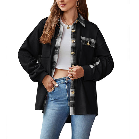 Chaqueta Suéter Cuadrillé Boyfriend Holgada de Punto Waffle - Image 4