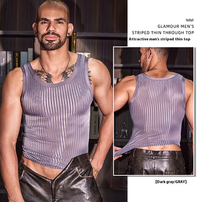 Chaleco Deportivo Hombre Rayas Transparente Elástico Respirable - Image 8
