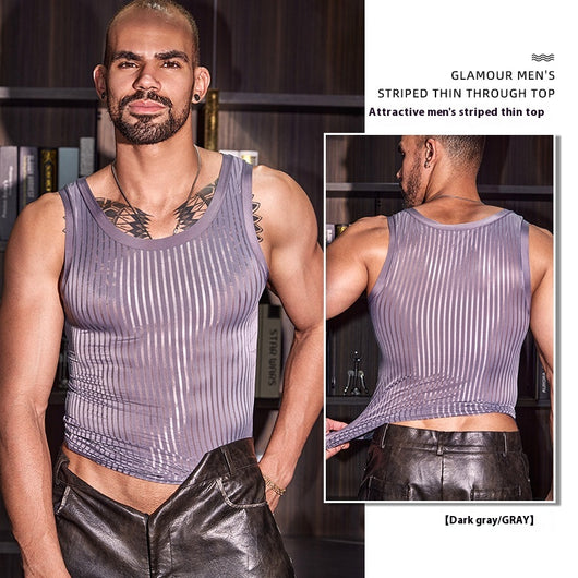 Chaleco Deportivo Hombre Rayas Transparente Elástico Respirable - Image 8