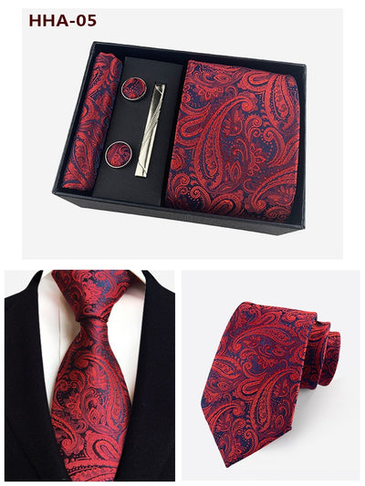Set de Corbata Paisley con Clip y Caja de Regalo - Corbata Negra Elegante para Negocios - Image 35