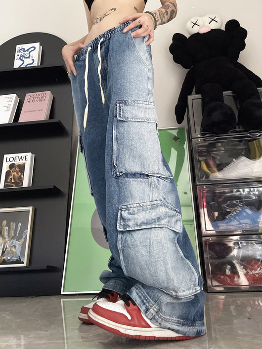 Jeans Vintage con Múltiples Bolsillos y Cintura Elástica - Image 5