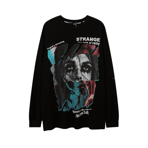 Long-Sleeve Hip Hop Street Art Graffiti Print T-shirt
