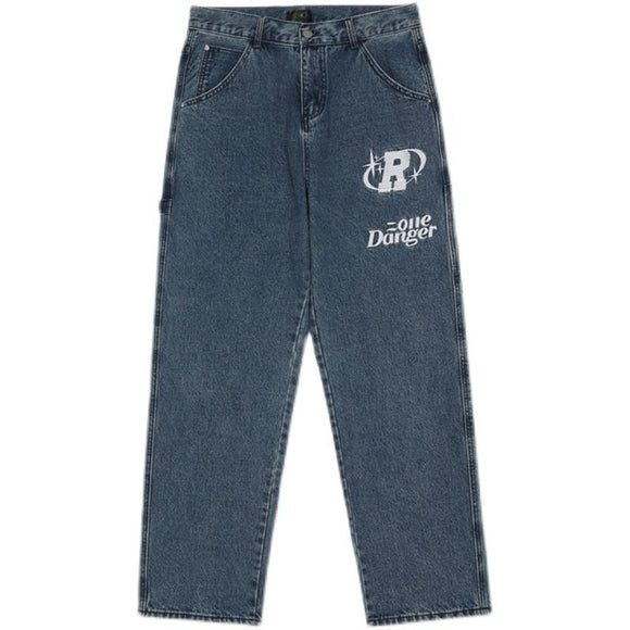 High-Waisted Slim-Cut Loose Straight Jeans