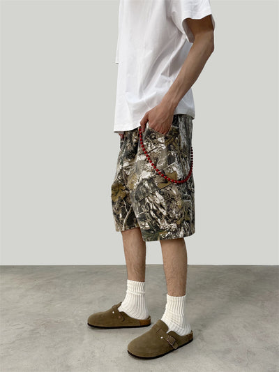 Pantalones Cargo Cortos Camuflaje Ramas Lavado - Multibolsillos - Image 11