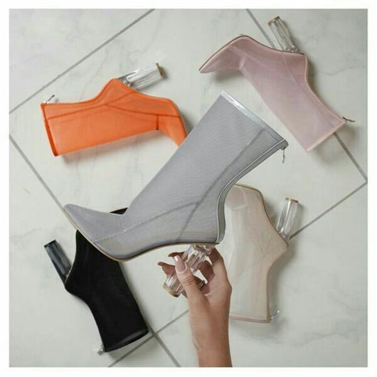 Sandalias de Tacón Grueso Transparentes con Punta Afilada para Mujer - Image 9