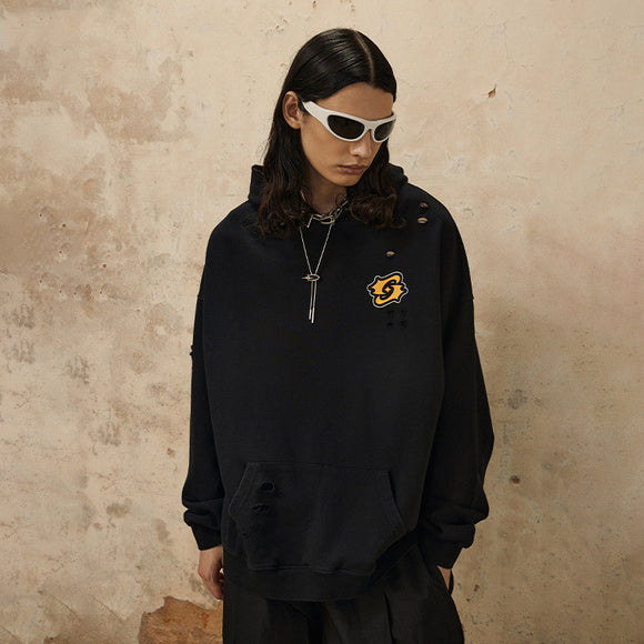Sudadera Holgada con Diseño Desgastado - Estilo Casual Versátil