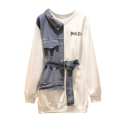 Vestido Suéter Largo para Mujer con Detalles en Denim - Image 11