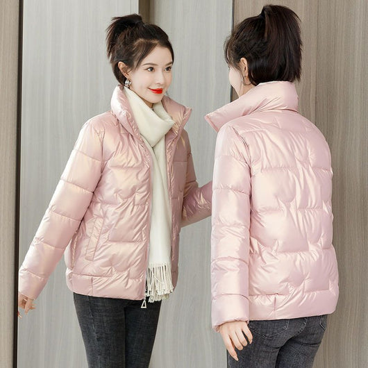 Chaqueta Acolchada para Mujer con Cuello Alto y Relleno de Plumón - Image 3