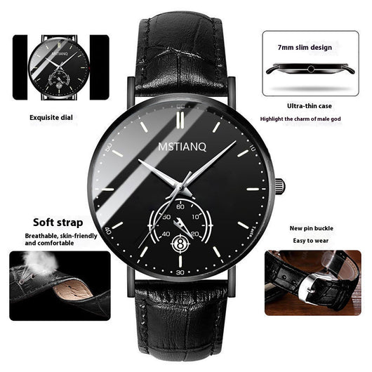 Cinturón Tecnológico de Acero Refinado con Calendario - Diseño Coreano Elegante Negro - Image 9