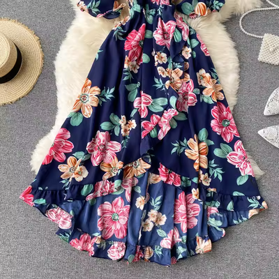 Vestido de Resort con Hombros Descubiertos y Volantes Irregulares - Image 31