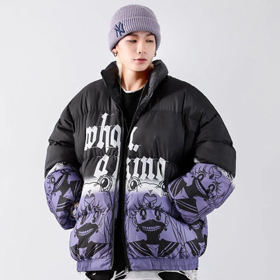 Parka Acolchada Oversized Hip Hop Degradado Harajuku para Hombre - Image 10