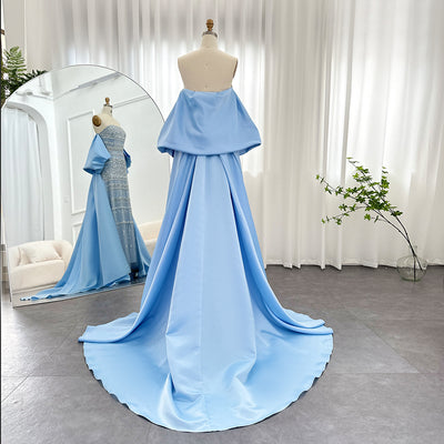 Vestido de Noche Satinado con Cuentas y Hombros Descubiertos - Image 3