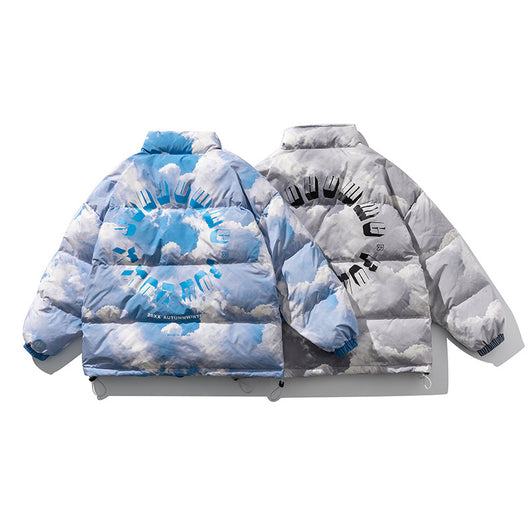 Chaqueta Acolchada con Cuello Alto Estampado Cielo Azul para Hombre - Image 8