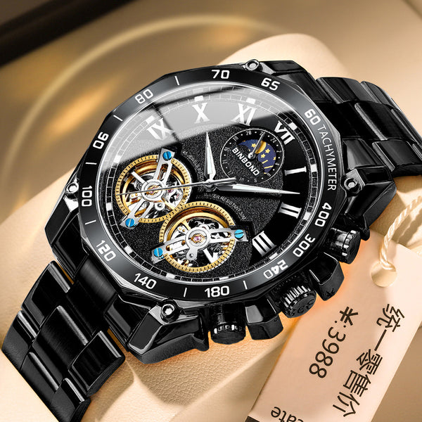 Reloj Mecánico Automático Doble para Hombre con Múltiples Funciones