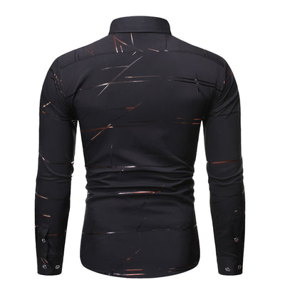 Camisa Manga Larga con Diseño de Cuello y Estampado Dorado para Hombre - Image 17