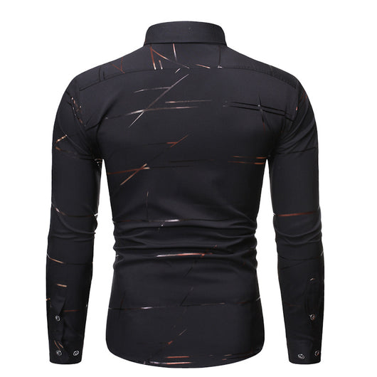Camisa Manga Larga con Diseño de Cuello y Estampado Dorado para Hombre - Image 17