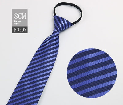 Corbata Negra Rayada Azul con Cierre Rápido - Corbata Ejecutiva Lazy Zip - Image 8