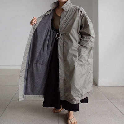 Abrigo Largo Tipo Gabardina para Mujer Talla Grande - Primavera y Otoño - Image 9