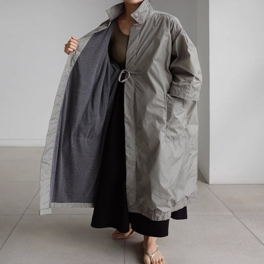 Abrigo Largo Tipo Gabardina para Mujer Talla Grande - Primavera y Otoño - Image 9