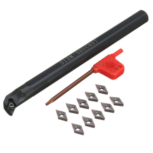 Barra de Corte CNC S12M-SDUCR07 con Inserto DCMT0702 Púrpura Negro