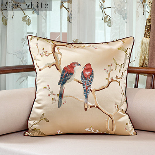 Cojín Decorativo Flores y Pájaros Jacquard para Silla - Image 8