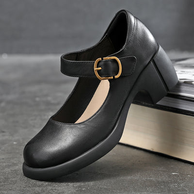 Zapatos Mary Jane de Cuero Vintage para Mujer con Hebilla - Image 7
