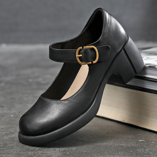 Zapatos Mary Jane de Cuero Vintage para Mujer con Hebilla - Image 7