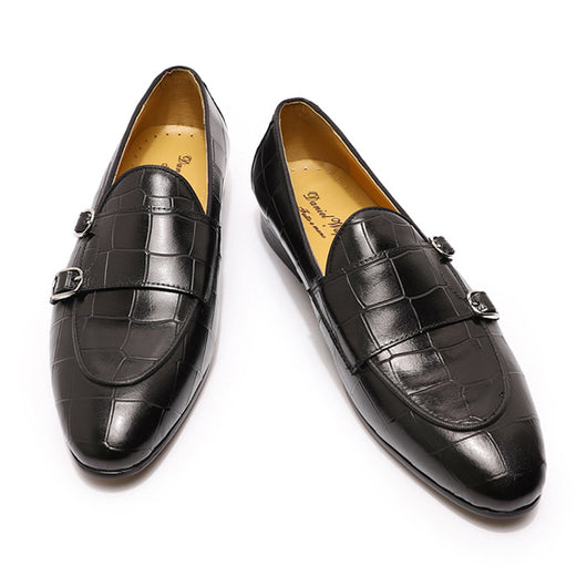 Zapatos Casuales de Cuero con Patrón en Relieve para Hombre