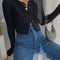 Cardigan Retro de Cintura Alta y Manga Larga - Estilo Europeo y Americano