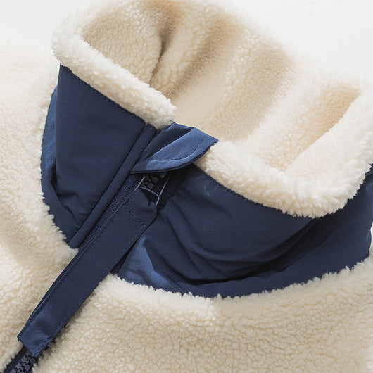 Abrigo de Lana de Cordero y Algodón Blanco Lechoso con Cuello Alzado para Hombre - Image 3