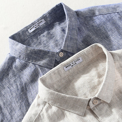 Camisa de Lino Casual para Hombre con Cuello Cuadrado - Image 3