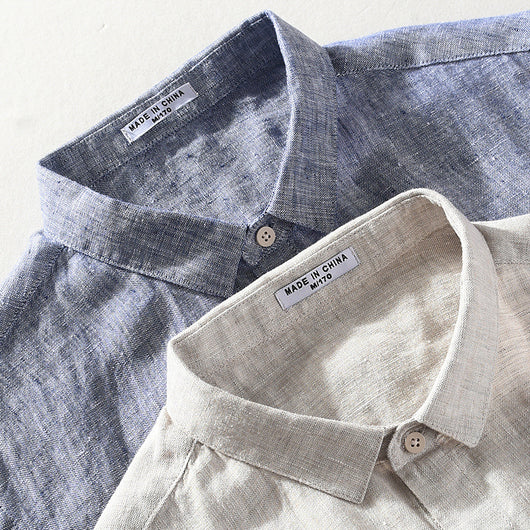 Camisa de Lino Casual para Hombre con Cuello Cuadrado - Image 3