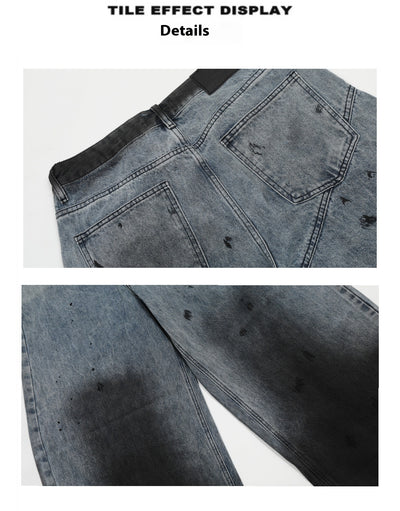 Pantalones Jeans Sueltos Efecto Desteñido con Tinta Splash - Image 11