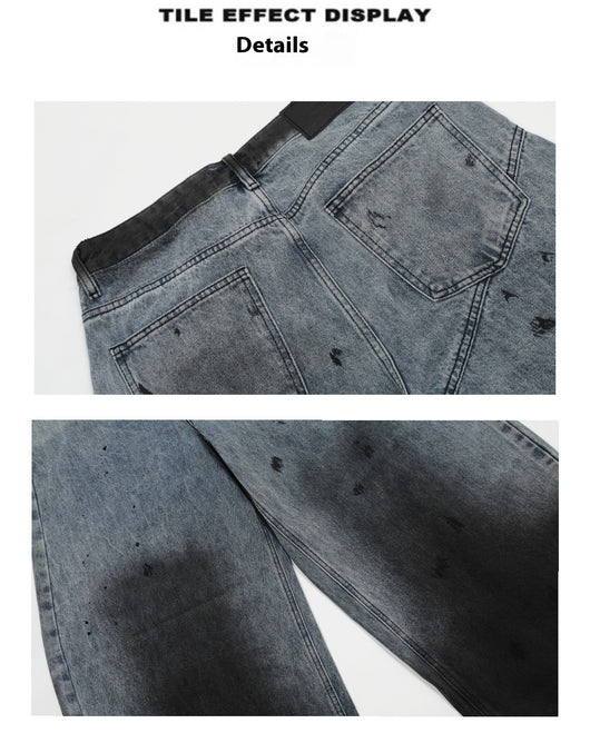 Pantalones Jeans Sueltos Efecto Desteñido con Tinta Splash - Image 11