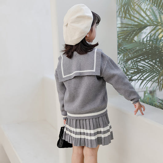 Conjunto de Dos Piezas: Cardigan Bordado de Manga Larga y Falda Plisada - Image 10