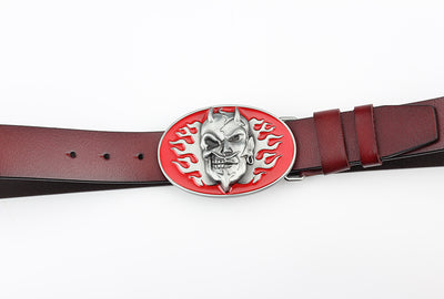 Cinturón de Cuero Retro con Hebilla Calavera - Estilo Vintage Ghost - Image 10