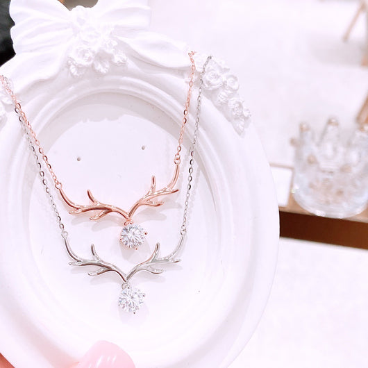 Collar de Cuerno de Alce con Circón para Mujer