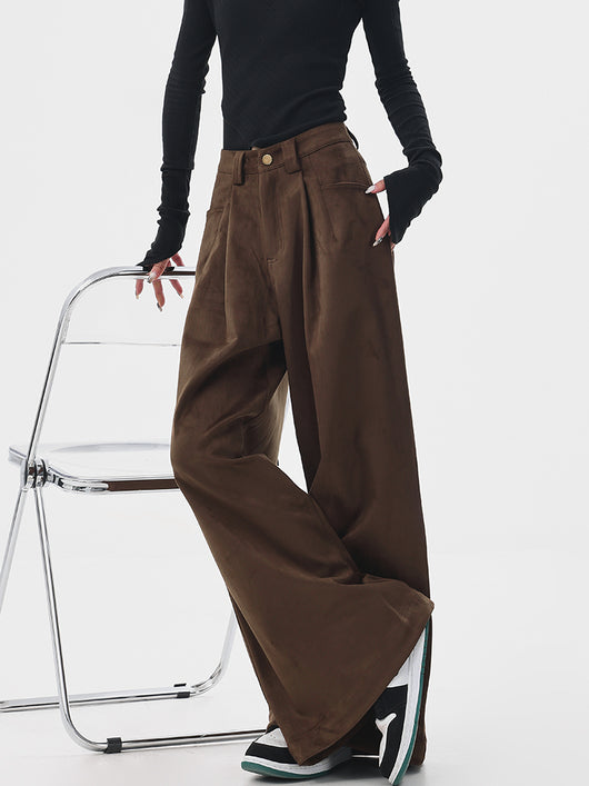 Pantalones Anchos Retro Vintage Marrón para Mujer - Estilo Casual Holgado - Image 8