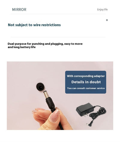 Black desktop LED light mirror with nine bright bulbs, smart touch controls, and stepless dimming for dressing. - Image 11