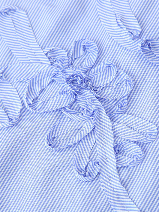 Camisa de Manga Larga Popelina Floral con Rayas Texturizadas - Image 14