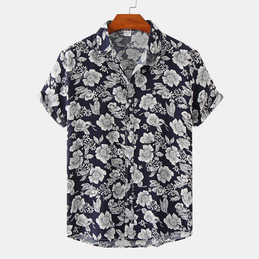 Camisa Estampada de Manga Corta para Hombre con Diseño Floral - Image 15