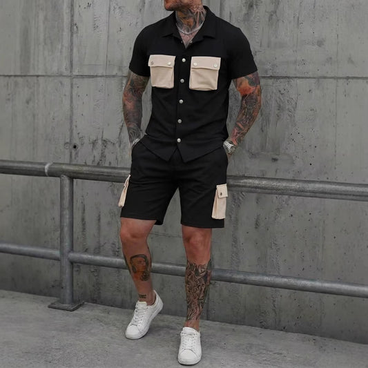 Traje Deportivo Multibolsillos con Parches para Hombre