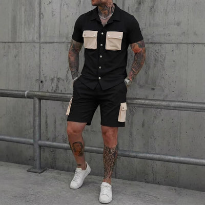 Traje Deportivo Multibolsillos con Parches para Hombre