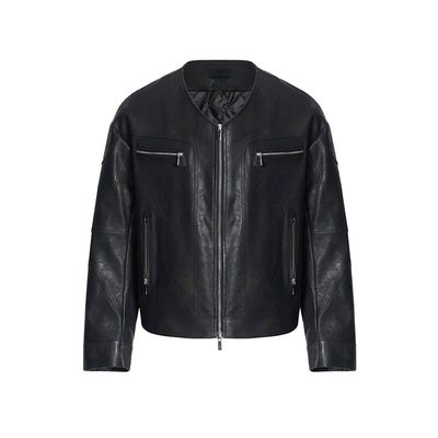 Chamarra de Cuero para Hombre con Diseño Nicho y Cierre V-Neck - Image 8