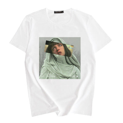 Camiseta Estampado Artístico Óleo Cuello Redondo para Mujer - Image 8