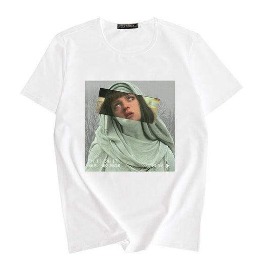 Camiseta Estampado Artístico Óleo Cuello Redondo para Mujer - Image 8